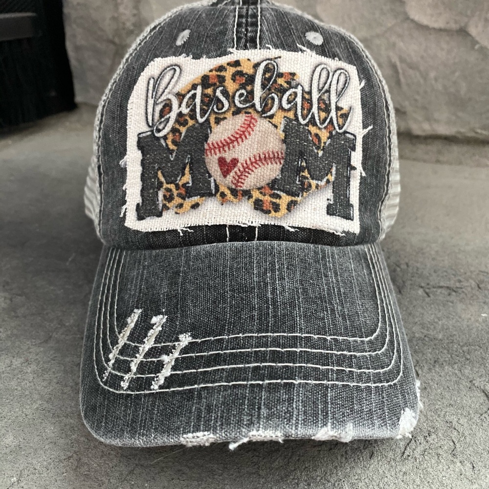 Baseball Mom Ponytail Trucker Hat